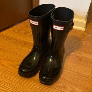 Hunter Original Short Black Gloss Womens Rain boots Size 7